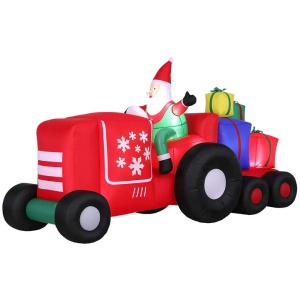 Jingle Jollys Christmas Inflatable Santa Truck 2.6M Length LED Decorations Illuminated