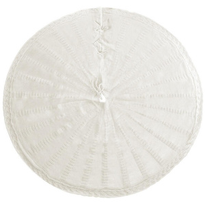 Jingle Jollys Christmas Tree Skirt 90cm Knitted Fabric Xmas Ornament Decor Beige