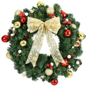 Jingle Jollys Christmas Wreath 60CM LED Garland Berries Bow Baubles Xmas Decor