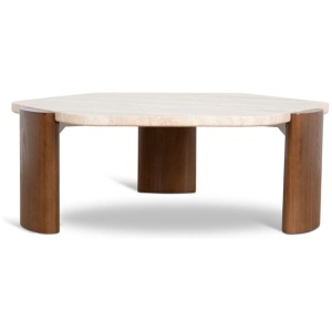 Larisa 100cm Travertine Coffee Table - Walnut by Interior Secrets - AfterPay Available