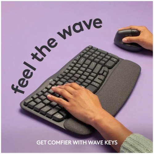 Logitech Wave Keys Wireless Ergonomic Keyboard (Graphite)