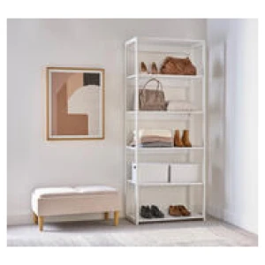 Pasadena 6 Shelf Open Wardrobe White