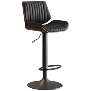 SERENITà European Wooden Modern Bar Stools Bistro Stool with Rotating and Aerodynamic Multi-levelled(Black)