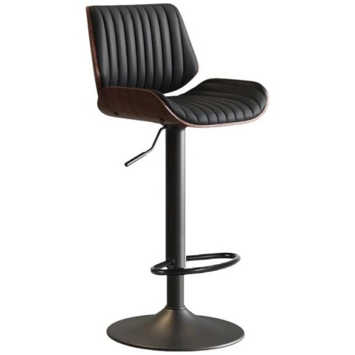 SERENITà European Wooden Modern Bar Stools Bistro Stool with Rotating and Aerodynamic Multi-levelled(Black)