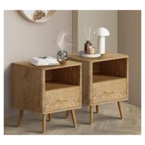 Set Of 2 Vesta Bedside Table Neutral