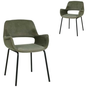 Set of 2 - Kendry Black Dining Chair - Dark Moss Green by Interior Secrets - AfterPay Available