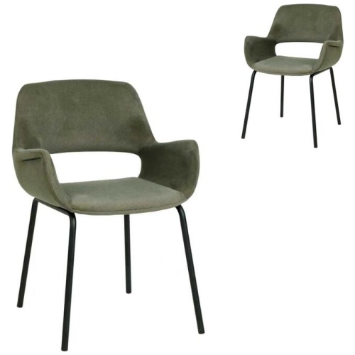Set of 2 - Kendry Black Dining Chair - Dark Moss Green by Interior Secrets - AfterPay Available