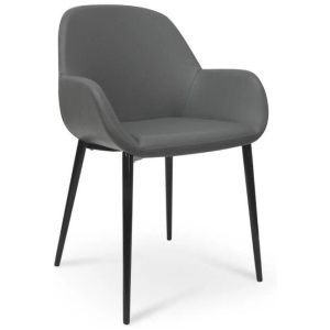 Set of 2 - Lynton Dining Chair in Charcoal Grey With Black Legs by Interior Secrets - AfterPay Available