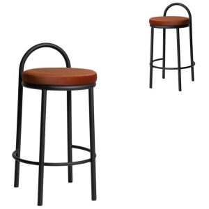 Set of 2 - Mclean 63cm Black Frame Bar Stool - Red Bronze by Interior Secrets - AfterPay Available