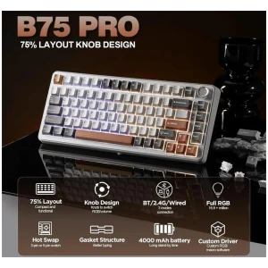 YUNZII B75 Pro 75% Mechanical Keyboard (Grey) (Milk Switch)