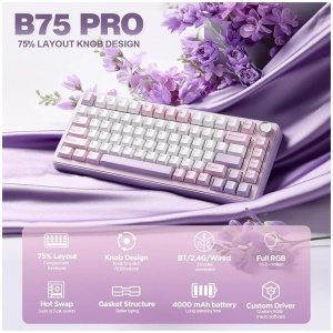 YUNZII B75 Pro 75% Mechanical Keyboard (Purple) (Milk Switch)