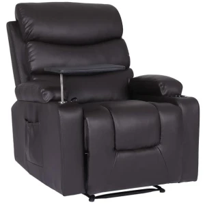 8-Point Electric Massage Recliner Chair - PU Leather Electric Lounge Sofa Armchair HARLOW BROWN
