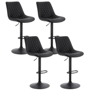Artiss 4x Bar Stools Kitchen Swivel Gas Lift Counter Chair Diamond Leather Black
