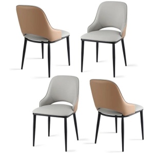 Artiss 4x Dining Chairs Hollow PU Leather Kitchen Lounge Cafe Accent Chair Grey