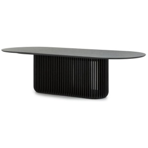 Arvena 2.8m Oval Dining Table - Black Stain by Interior Secrets - AfterPay Available