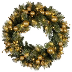 Christabelle 76cm Christmas Wreath Battery-operated Warm White Lights Xmas Decor