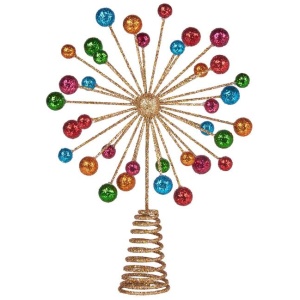 Christabelle Christmas Tree Topper Glittery Baubles Gold Decoration Ornaments