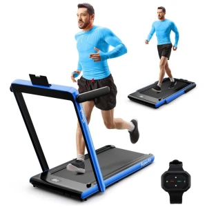 Costway3HP Folding Treadmill with Handle Bars and Smart APP-Navy