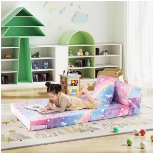 CostwayGlow in the Dark Kids Folding Sofa Bed Floor Mattress-Multicolour
