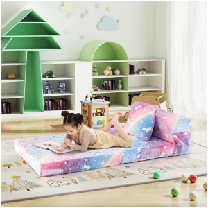 CostwayGlow in the Dark Kids Folding Sofa Bed Floor Mattress-Multicolour