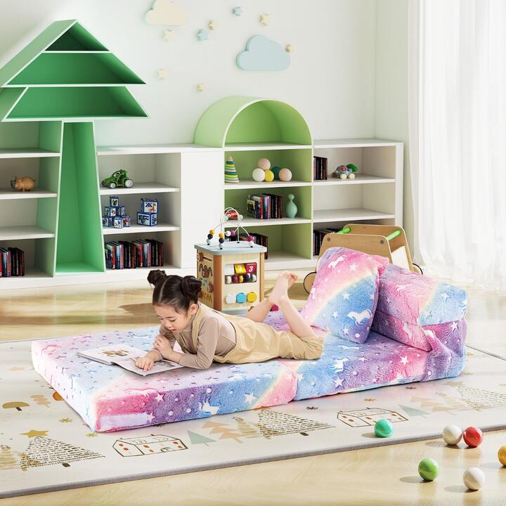 CostwayGlow in the Dark Kids Folding Sofa Bed Floor Mattress-Multicolour