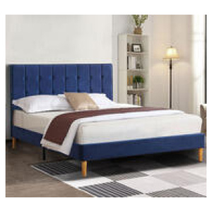 Evy Queen Navy Bed Frame Blue
