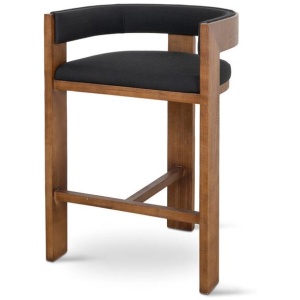 Ex Display - Miles Brown ELM Barstool - Black by Interior Secrets - AfterPay Available