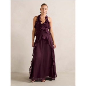 Forever New Women's Etta Ruffle Halter Maxi Dress in Imperial Port