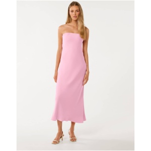 Forever New Women's Nicola Strapless Satin Maxi Dress in Sweet Pink