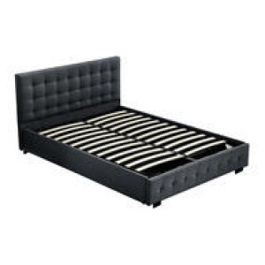 Jake Queen Grey Gas Lift Bed Frame Grey
