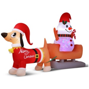 Jingle Jollys Christmas Inflatable Snowman Dog 4.2M Tall Outdoor Decorations Illuminated