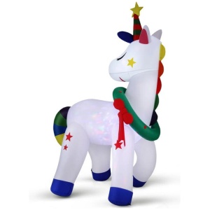 Jingle Jollys Christmas Inflatable Unicorn 1.8M Tall Outdoor Decorations Illuminated