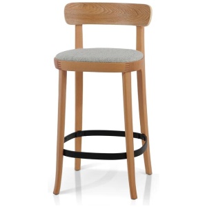 Josue 65cm Fabric Bar Stool - Natural with Silver Grey Seat - Last One by Interior Secrets - AfterPay Available