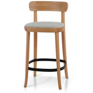 Josue 65cm Fabric Bar Stool - Natural with Silver Grey Seat - Last One by Interior Secrets - AfterPay Available