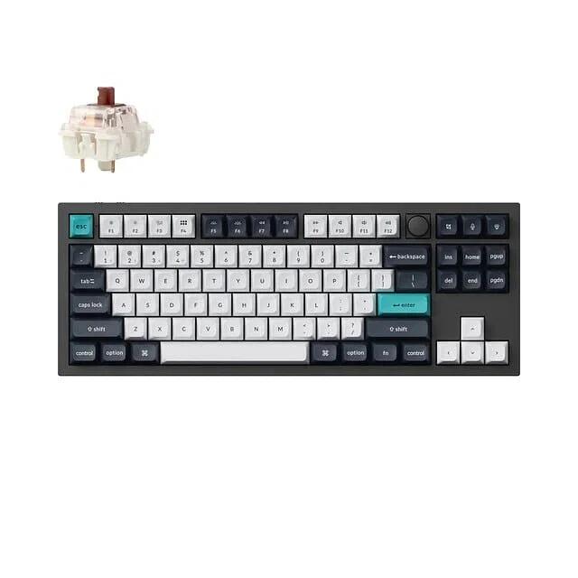 Keychron Q3 Max QMK/VIA Wireless TenKeyLess RGB Hot-Swap Fully Assembled Knob Carbon Black Custom Mechanical Keyboard - Gateron Jupiter Brown Switch