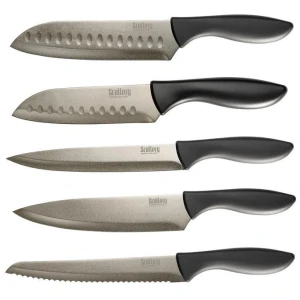 Kolori Stainless Steel 5-Piece Kitchen Knife Set in Black by Scullery