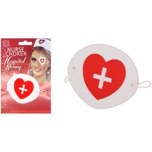 NURSE EYEPATCH Fancy Dress Hospital Heart Costume Ladies Doctor Party