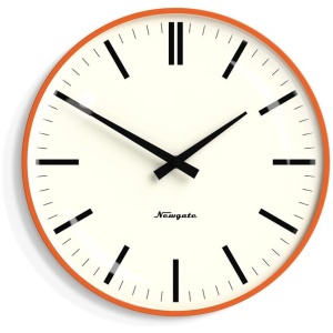 Newgate Radio City Wall Clock Bold Black Marker Dial.- Matte Pumpkin Orange