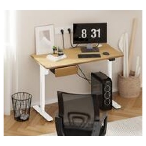 Nikoleta White & Oak Standing Desk Black