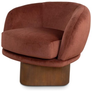 Odin Fabric Swivel Armchair - Soft Rust by Interior Secrets - AfterPay Available