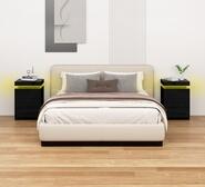 Pipetio 3 Drawers Led Bedside Table Black