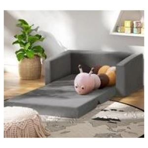 Quenby Grey 2 Seater Kids Sofa Black