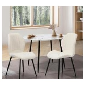 Set Of 2 Aize Dining Chairs White 2 Seater