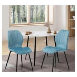 Set Of 2 Angie Dining Chairs Blue 2 Seater