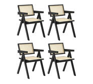 Set Of 4 Annie Rattan Dining Chairs Black 4 Seater