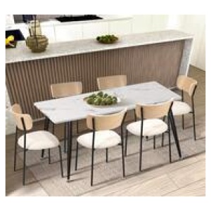 Set Of 6 Ynah Dining Chairs /Beige Neutral 6 Seater