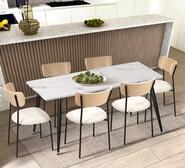 Set Of 6 Ynah Dining Chairs /Beige Neutral 6 Seater