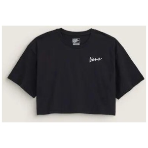 Vans Apparel and Accessories Classic Script Cropped T-Shirt Black