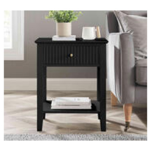 Zia 1 Drawer Bedside Table Black