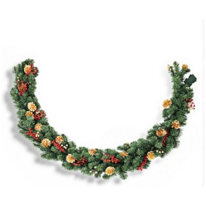 1.8M Christmas Garland Pre-lit LED Pine Cones Berries Xmas Decor